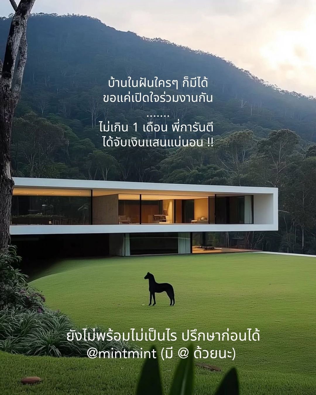 บ้านในฝันใครๆ ก็มีได้ ขอแค่เปิดใจร่วมงานกัน ....... ไม่เกิน 1 เดือน พี่การันตี  ได้จับเงินเเสนแน่นอน !!