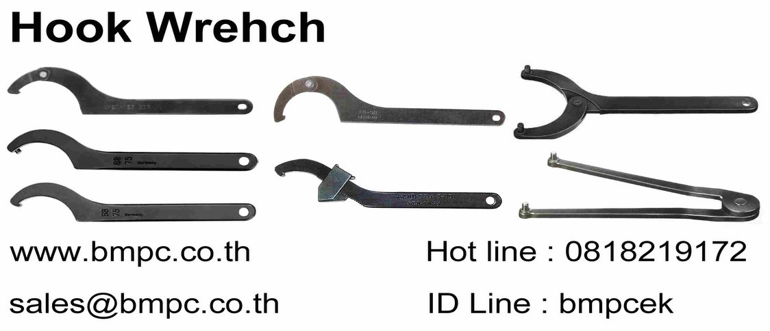 Hing hook wrench with pin, Hook wrench with nose