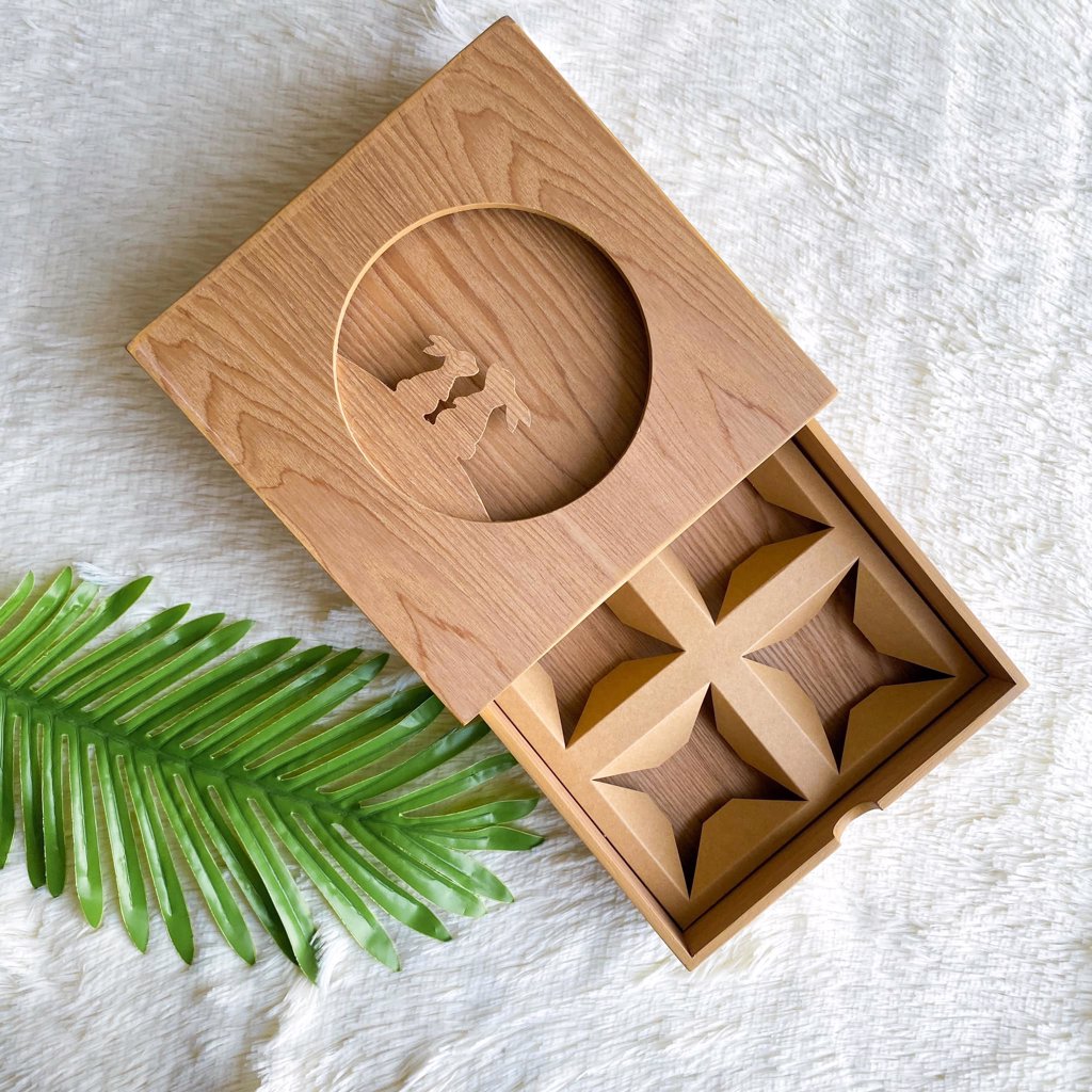 กล่องไม้ใส่ขนมไหว้พระจันทร์