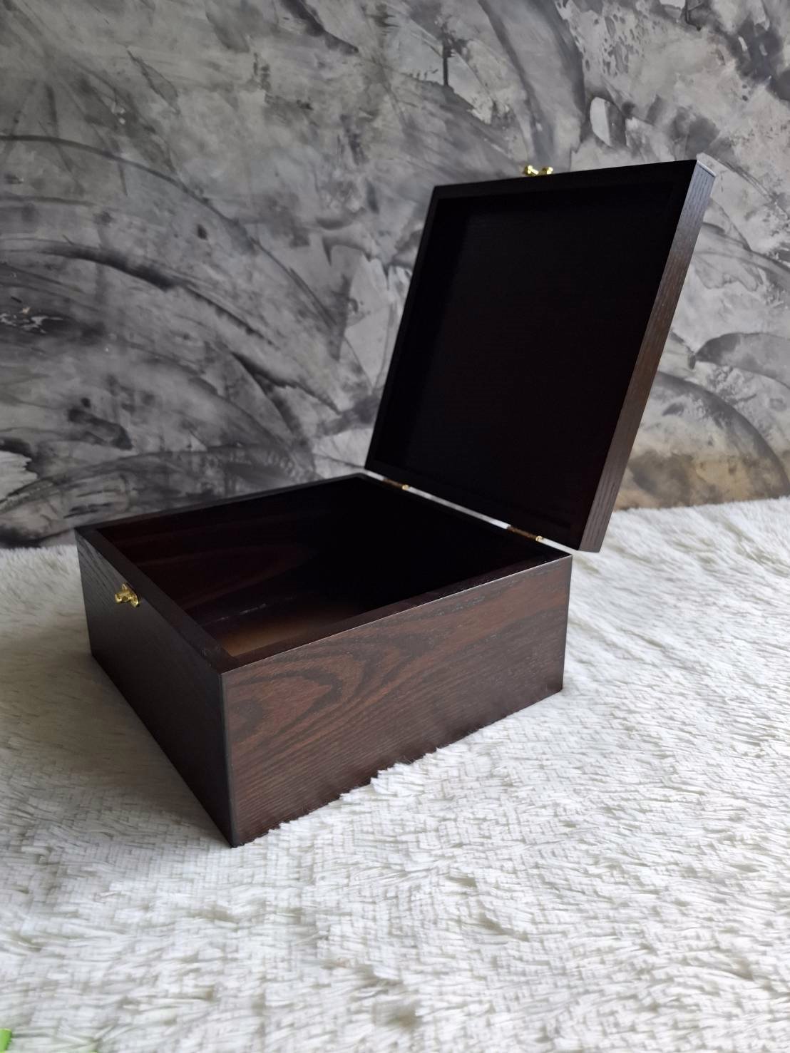 กล่องไม้สนปิดลายอัดแอชสีวอลนัท