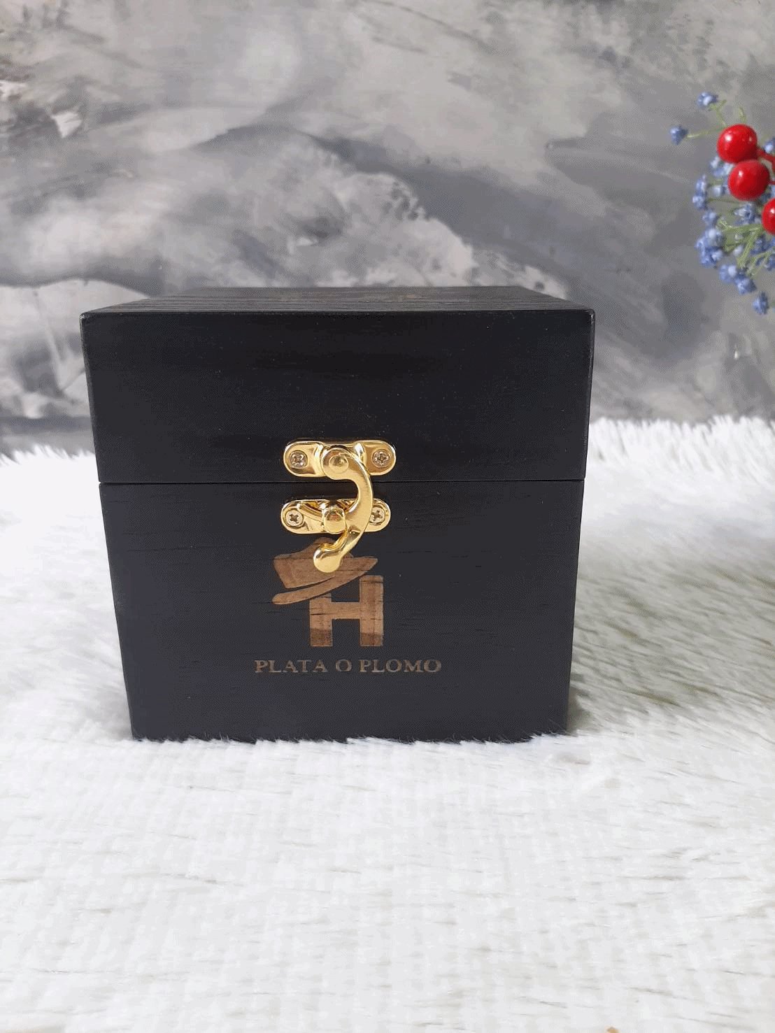 กล่องไม้ใส่แก้ว 1 ใบ