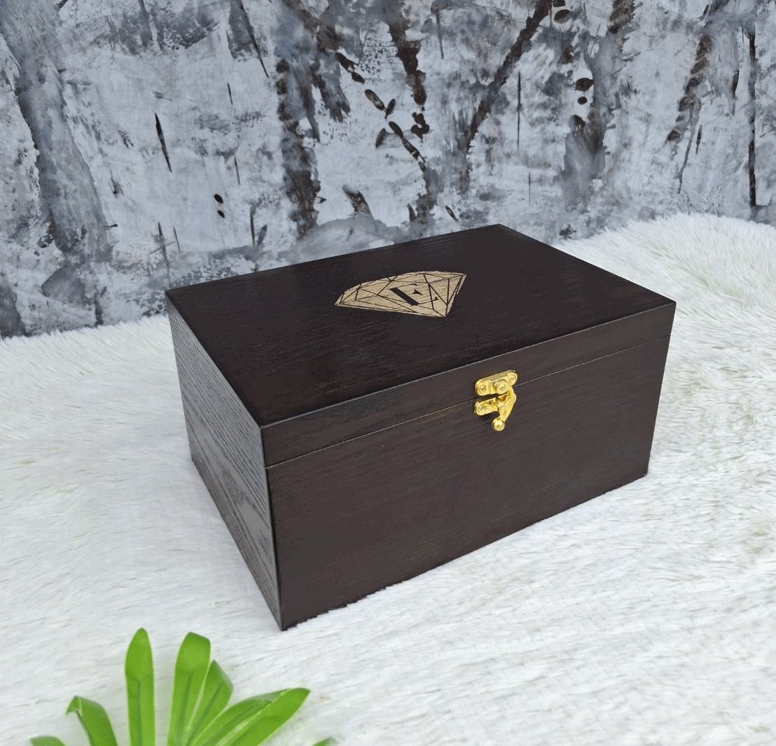 กล่องไม้ฝาล็อคสีวอลนัท