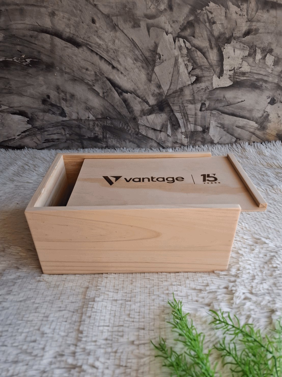 กล่องไม้ใส่แก้ว 2 ใบ