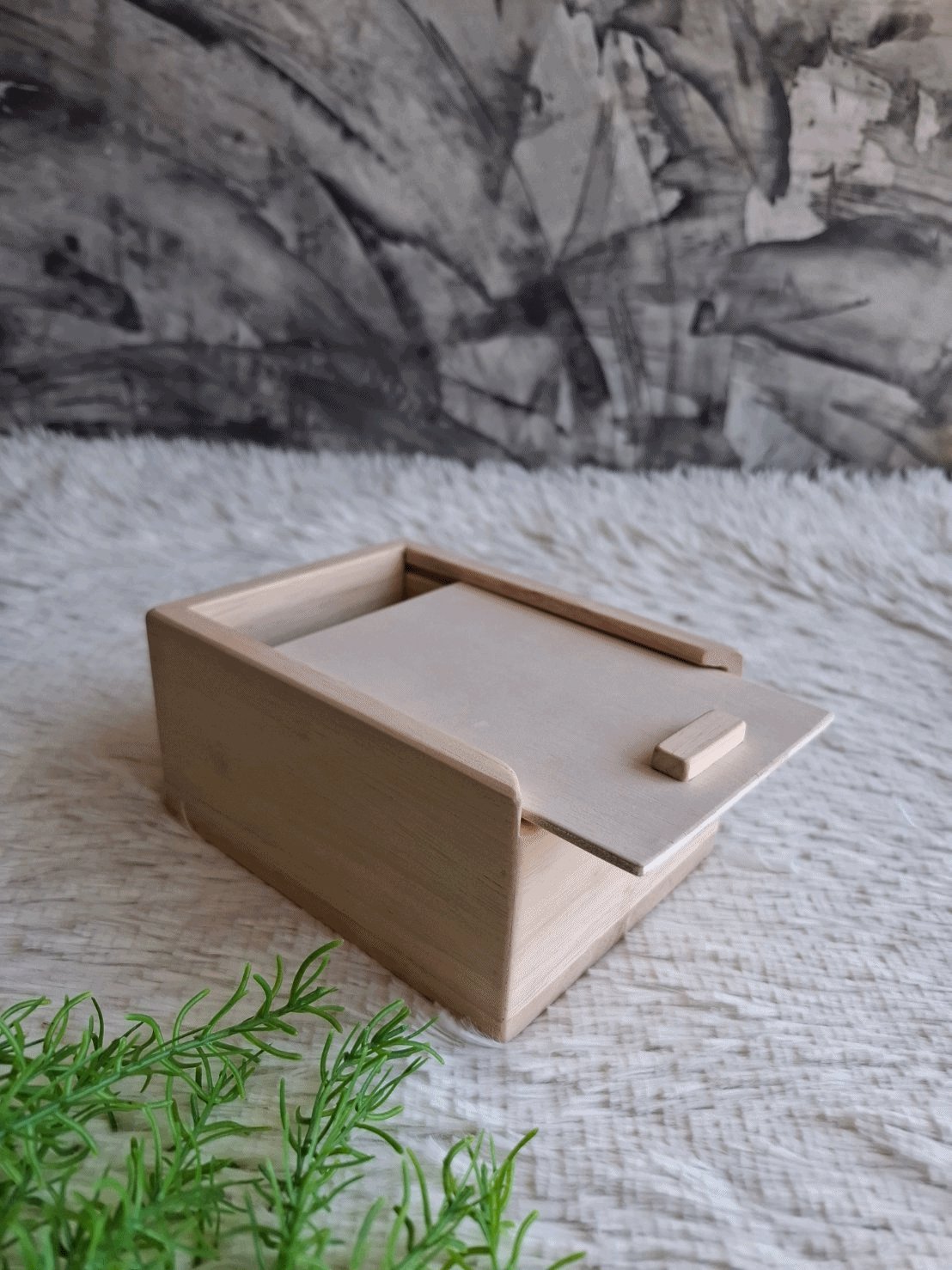 กล่องไม้ยางพาราฝาสไลด์