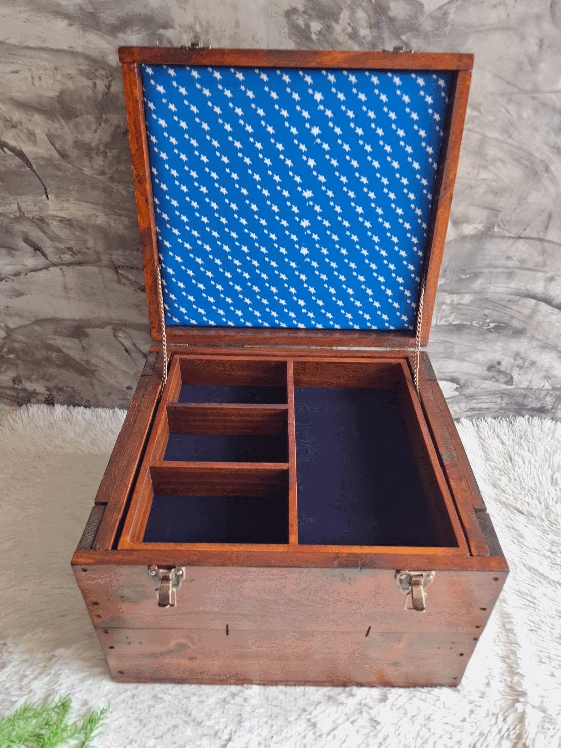 กล่องไม้เก็บของสไตล์วินเทจ