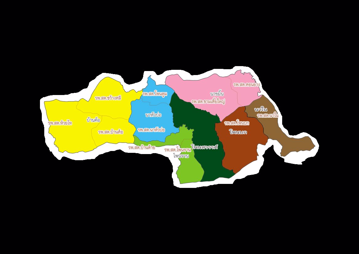 แผนที่อำเภอโพนสวรรค์ จังหวัดนครพนม หน่วยบริการสาธารณสุข